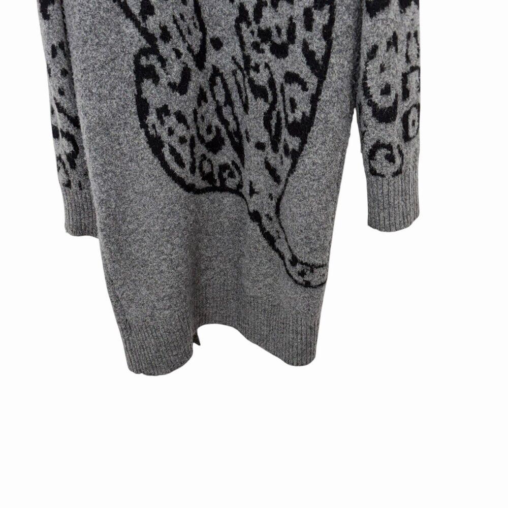 Anthropologie AVERIE LEOPARD XS Grey Black Open Cardigan Sweater Large - Picture 9 of 12